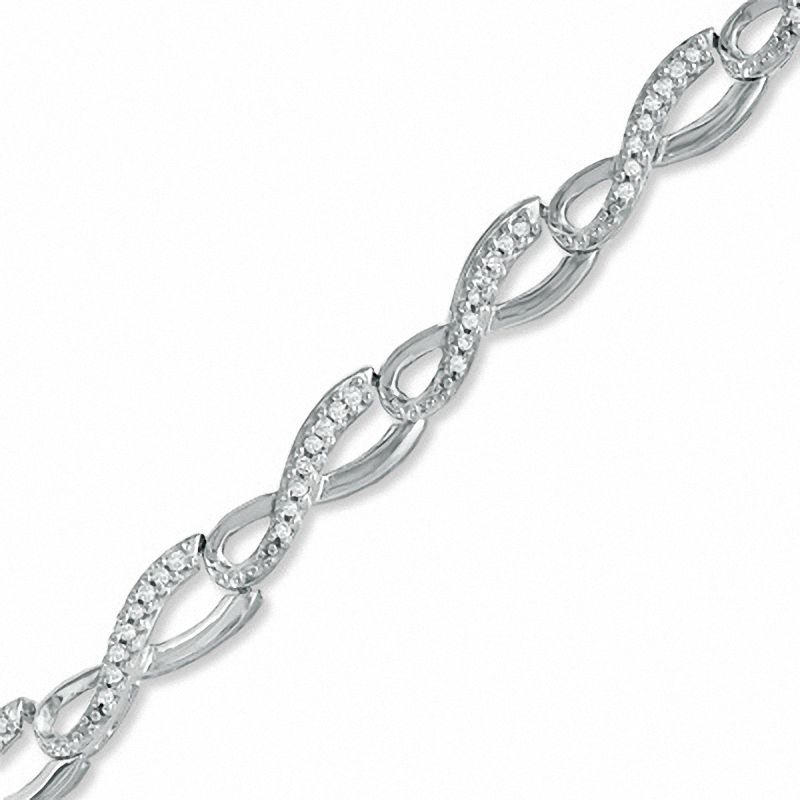 Main Image 1 of Previously Owned - 0.50 CT. T.W. Diamond Infinity Loop Bracelet in Sterling Silver