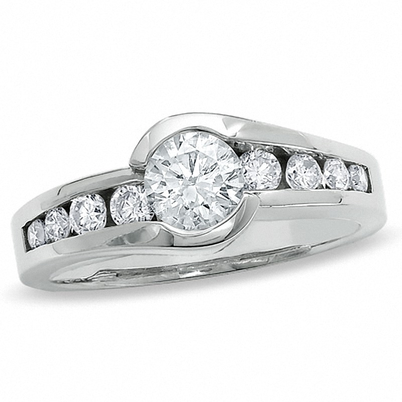 Previously Owned - 1.00 CT. T.W. Diamond Bezel Set Engagement Ring in 14K White Gold|Peoples Jewellers