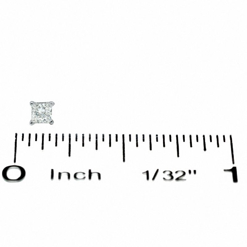 Previously Owned - 0.20 CT. T.W. Princess-Cut Diamond Solitaire Crown Royal Stud Earrings in 14K White Gold (J/I3)