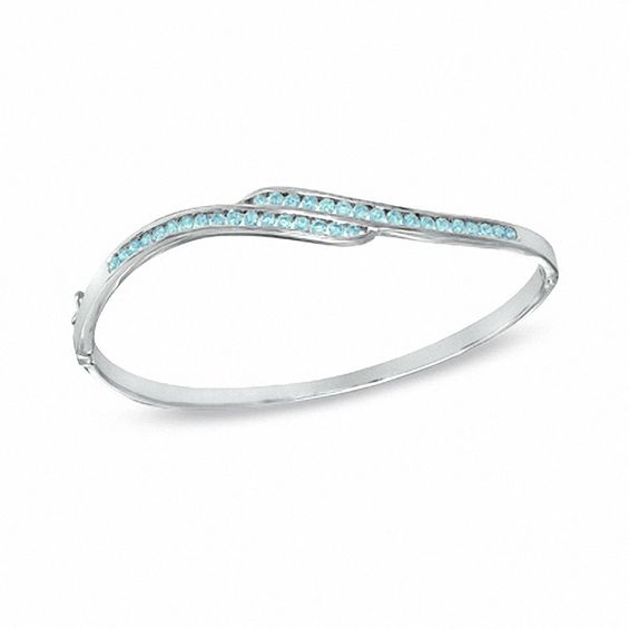 Previously Owned - Swiss Blue Topaz Bangle in Sterling Silver