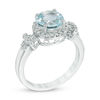 Previously Owned - Aquamarine and Lab-Created White Sapphire Pendant, Ring and Earrings Set in Sterling Silver