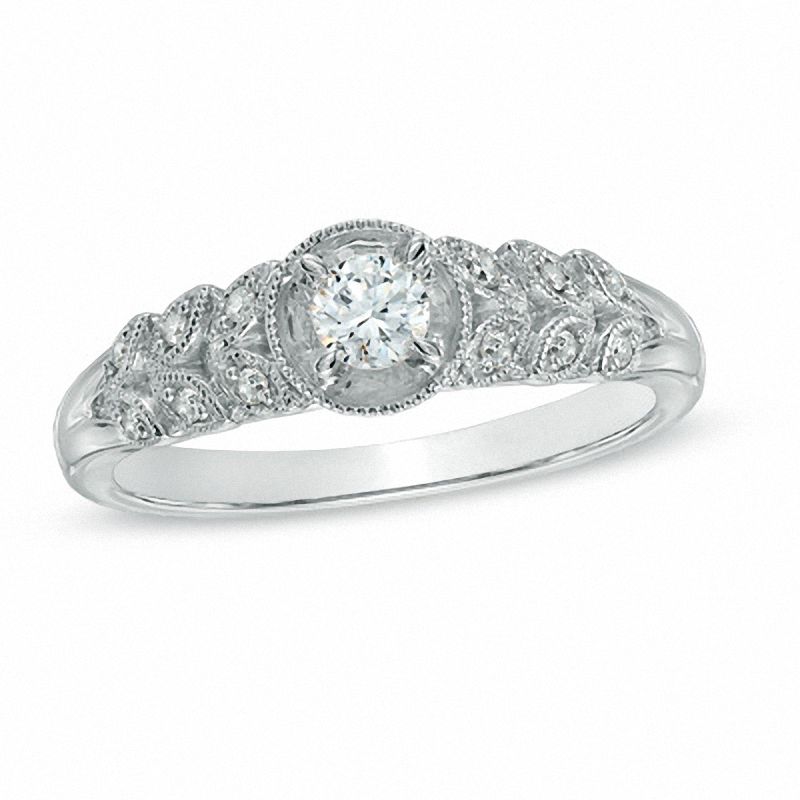 Previously Owned - Cherished Promise Collection™ 0.20 CT. T.W. Diamond Vine Promise Ring in 10K White Gold