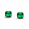 Thumbnail Image 1 of Previously Owned - 6.0mm Cushion-Cut Lab-Created Emerald Stud Earrings in 10K White Gold