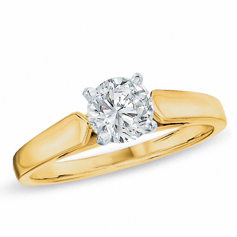 Previously Owned - 1.00 CT. Diamond Solitaire Crown Royal Engagement Ring in 14K Gold (I-J/I2)