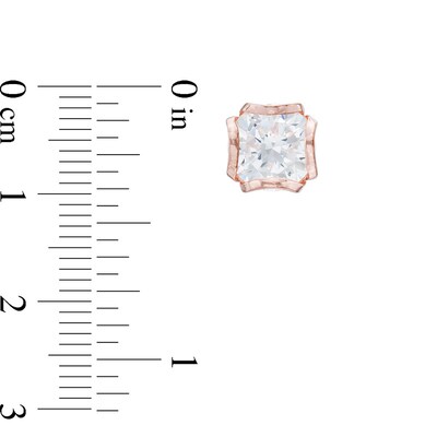 Previously Owned - 8.0mm Lab-Created White Sapphire Stud Earrings in Sterling Silver with 18K Rose Gold Plate