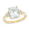 Thumbnail Image 1 of Previously Owned - Radiant-Cut Lab-Created White Sapphire Tri-Sides Ring in Sterling Silver with 14K Gold Plate