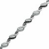 Thumbnail Image 1 of Previously Owned - 0.33 CT. T.W. Enhanced Black and White Diamond Waves Bracelet in Sterling Silver - 7.25"