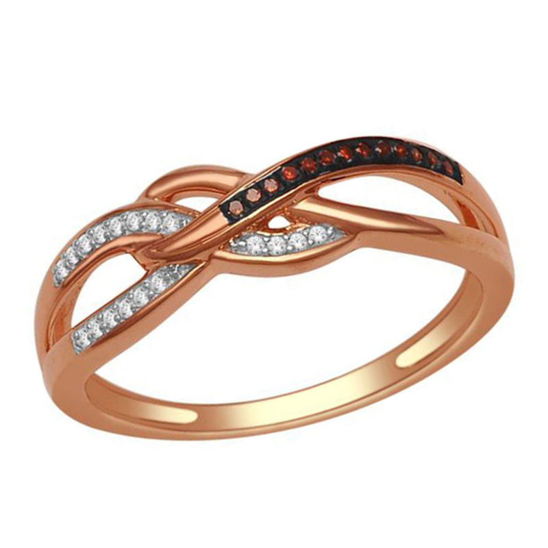 Previously Owned - Enhanced Cognac and White Diamond Loose Braid Ring in 10K Rose Gold