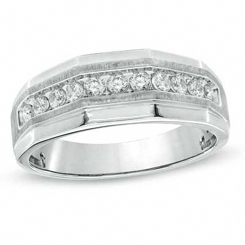 Previously Owned - Men's 0.50 CT. T.W. Diamond Channel Ring in 10K White Gold