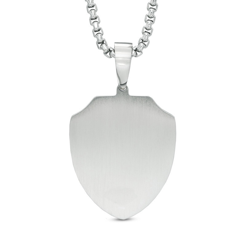 Previously Owned - Men's Lord's Prayer Shield Pendant in Stainless Steel and Yellow IP - 24"|Peoples Jewellers