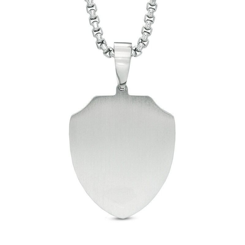 Main Image 2 of Previously Owned - Men's Lord's Prayer Shield Pendant in Stainless Steel and Yellow IP - 24"