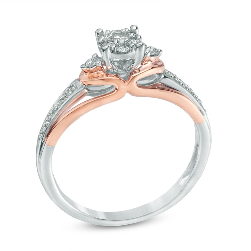 Previously Owned - Cherished Promise Collection™ 0.20 CT. T.W. Diamond Cluster Ring in 10K Two-Tone Gold