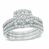 Thumbnail Image 1 of Previously Owned - 0.95 CT. T.W. Composite Diamond Frame Bridal Set in 10K White Gold
