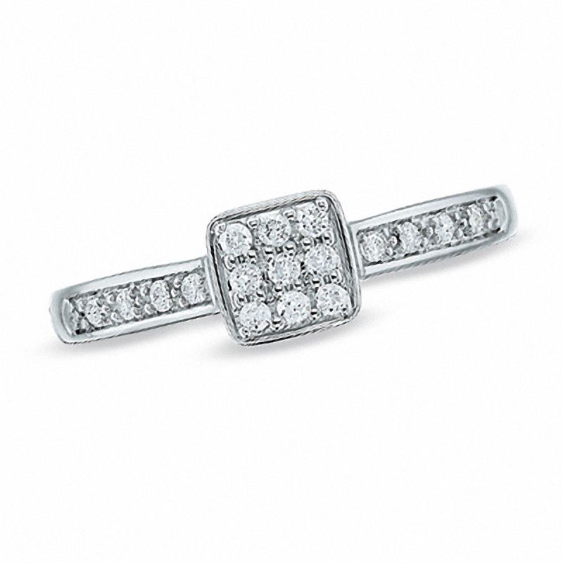Previously Owned - Cherished Promise Collection™ 0.12 CT. T.W. Diamond Engagement Ring in Sterling Silver