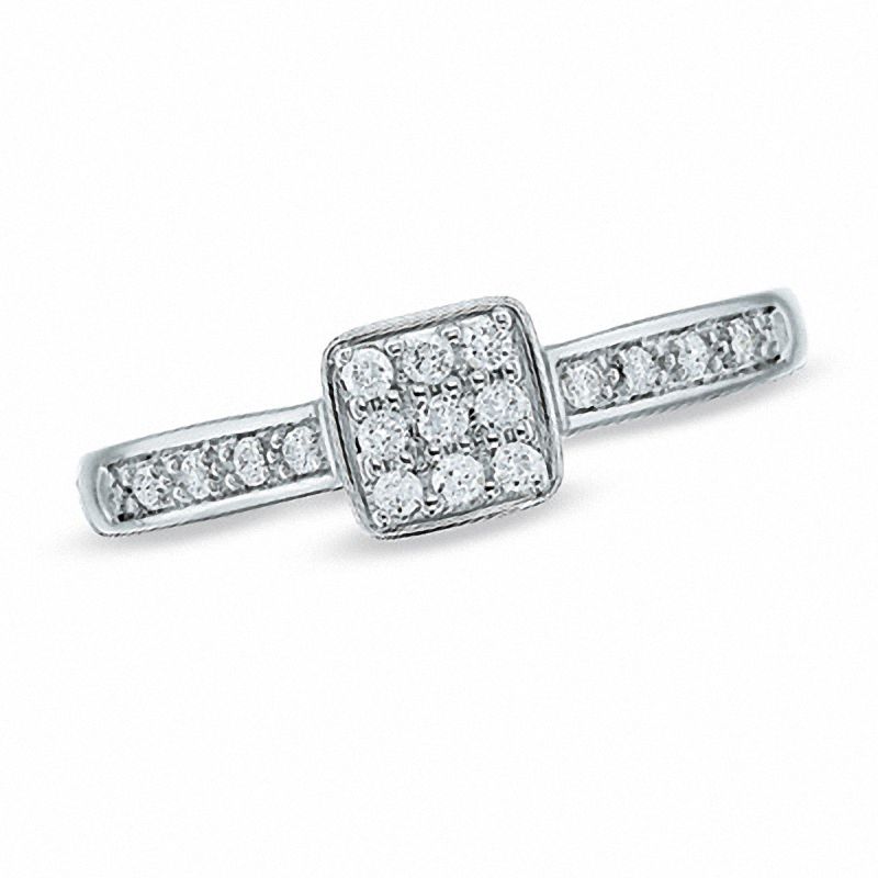 Main Image 1 of Previously Owned - Cherished Promise Collection™ 0.12 CT. T.W. Diamond Engagement Ring in Sterling Silver