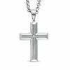 Previously Owned - Men's Diamond Accent Cross Pendant in Stainless Steel - 24"