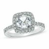 Thumbnail Image 1 of Previously Owned - 7.0mm Cushion-Cut Lab-Created White Sapphire Ring in Sterling Silver