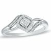 Thumbnail Image 1 of Previously Owned - 0.09 CT. T.W. Diamond Square Bypass Ring in Sterling Silver