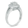 Thumbnail Image 2 of Previously Owned - Quad Diamond Accent Frame Split Shank Promise Ring in Sterling Silver
