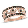 Thumbnail Image 0 of Previously Owned - 0.33 CT. T.W. Champagne and White Diamond Scroll Ring in 10K Rose Gold