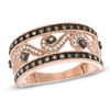 Thumbnail Image 1 of Previously Owned - 0.33 CT. T.W. Champagne and White Diamond Scroll Ring in 10K Rose Gold