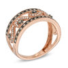 Thumbnail Image 1 of Previously Owned - 0.33 CT. T.W. Champagne and White Diamond Scroll Ring in 10K Rose Gold