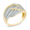 Thumbnail Image 2 of Previously Owned - 1.00 CT. T.W. Baguette and Round Diamond Layered Waves Ring in 10K Gold