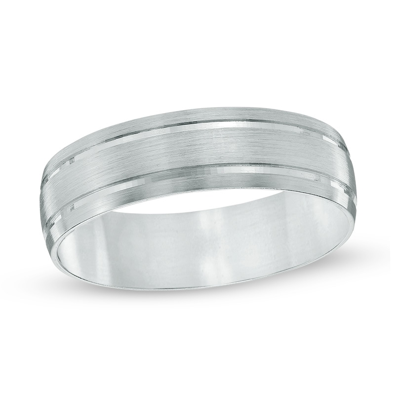 Previously Owned - Men's 6.0mm Comfort Fit Wedding Band in 10K White Gold|Peoples Jewellers