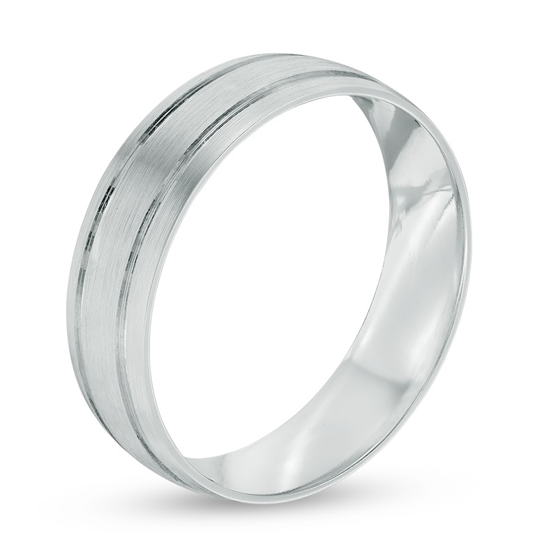 Previously Owned - Men's 6.0mm Comfort Fit Wedding Band in 10K White ...