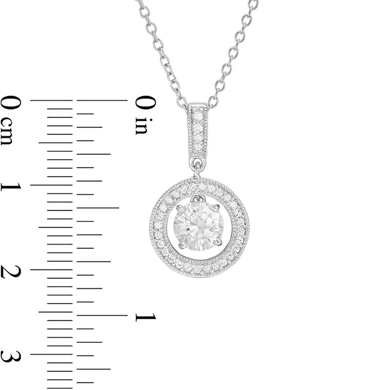 Main Image 2 of Previously Owned - Lab-Created White Sapphire Frame Pendant and Drop Earrings Set in Sterling Silver