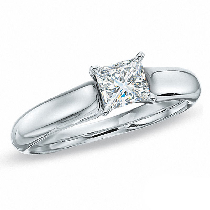 Previously Owned - 0.50 CT.  Princess-Cut Canadian Diamond Solitaire Engagement Ring in 14K White Gold (I/I1)