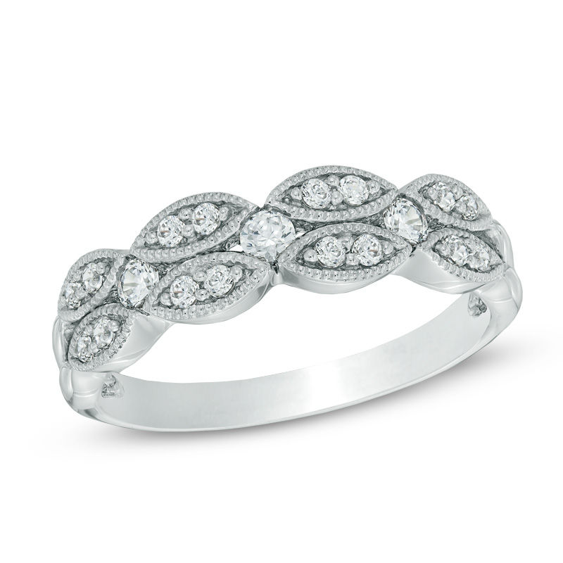 Previously Owned - 0.30 CT. T.W. Diamond Vintage-Style Double Row Band in 10K White Gold