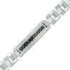 Thumbnail Image 1 of Previously Owned - Textured ID Bracelet in Stainless Steel with Black Carbon Fiber Inlay - 8.5"