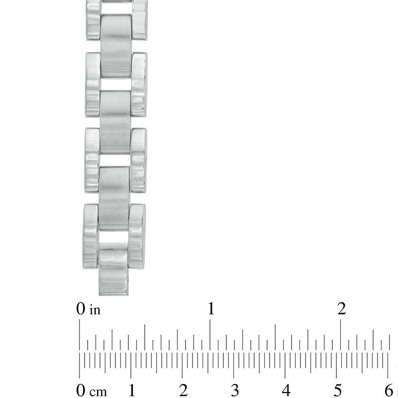 Main Image 2 of Previously Owned - Textured ID Bracelet in Stainless Steel with Black Carbon Fiber Inlay - 8.5"