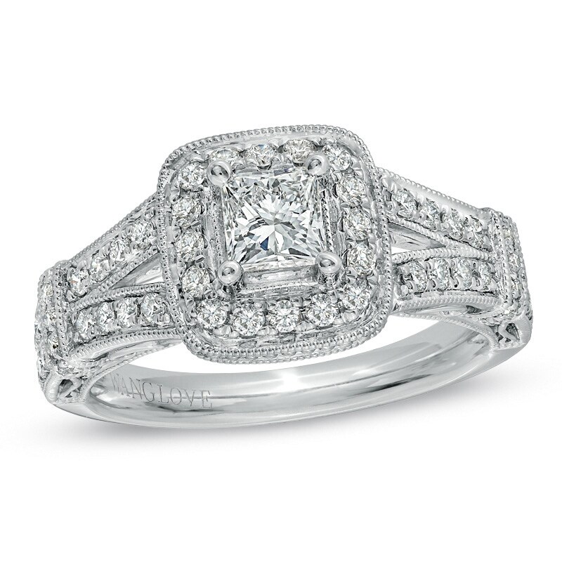Previously Owned - Vera Wang Love Collection 1.00 CT. T.W. Princess-Cut Diamond Ring in 14K White Gold