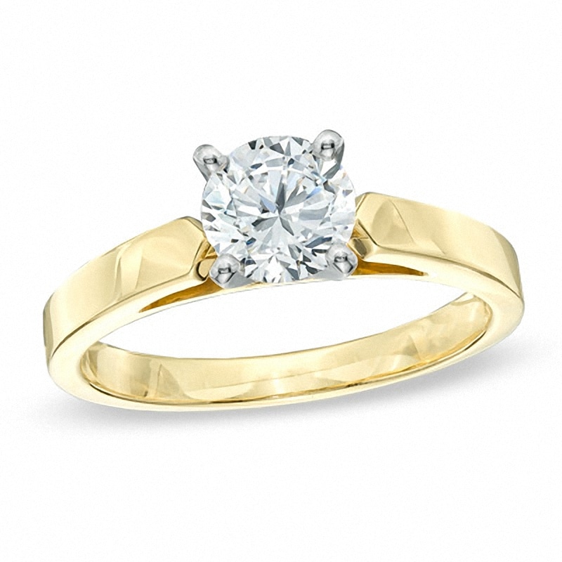 Previously Owned - 0.70 CT. Diamond Solitaire Crown Royal Engagement Ring in 14K Gold (J/I2)