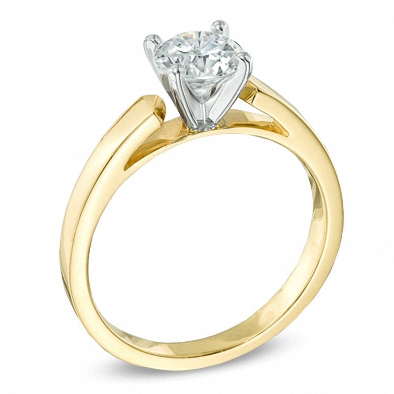 Previously Owned - 0.70 CT. Diamond Solitaire Crown Royal Engagement Ring in 14K Gold (J/I2)