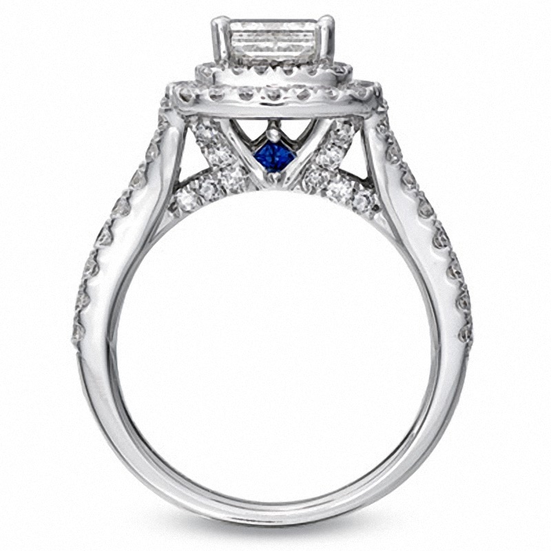 Previously Owned - Vera Wang Love Collection 2.20 CT. T.W. Princess-Cut Diamond Frame Engagement Ring in 14K White Gold