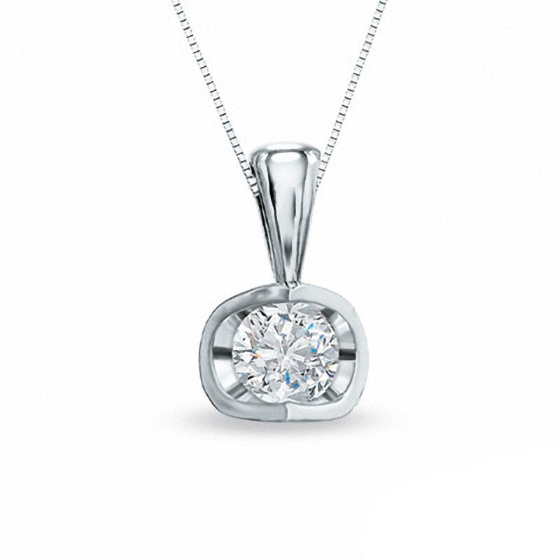 Previously Owned - 0.30 CT.  Canadian Diamond Solitaire Tension-Set Pendant in 14K White Gold (I/I2)
