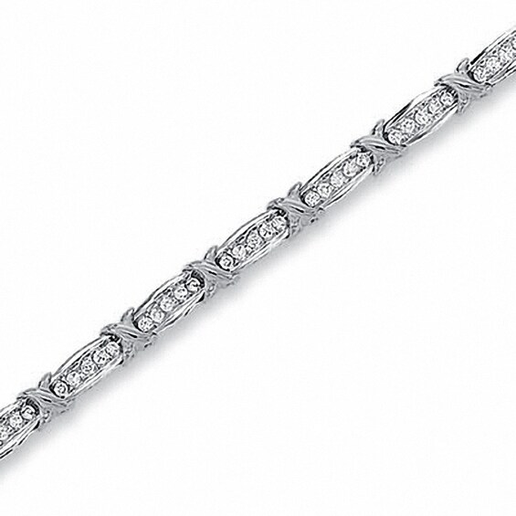 Previously Owned - 0.50 CT. T.W. Diamond Channel "X" Bracelet in 10K White Gold