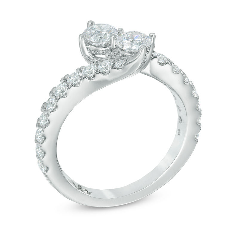 Main Image 2 of Previously Owned - Ever Us™ 0.50 CT. T.W. Two-Stone Diamond Bypass Ring in 14K White Gold