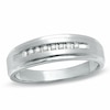 Thumbnail Image 0 of Previously Owned - Men's 0.10 CT. T.W. Diamond Wedding Band in 10K White Gold