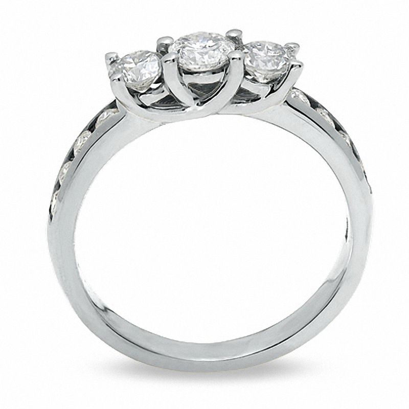 Main Image 2 of Previously Owned - 1.00 CT. T.W. Diamond Three Stone Ring in 10K White Gold