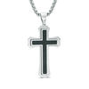 Previously Owned - Men's Gothic-Style Cross Pendant with Black Carbon Fibre in Stainless Steel - 24"