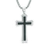 Thumbnail Image 0 of Previously Owned - Men's Gothic-Style Cross Pendant with Black Carbon Fibre in Stainless Steel - 24"