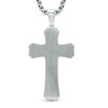 Previously Owned - Men's Gothic-Style Cross Pendant with Black Carbon Fibre in Stainless Steel - 24"