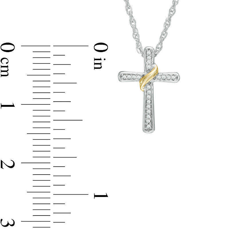 Previously Owned - Diamond Accent Wrap Around Cross Pendant in 10K Two-Tone Gold