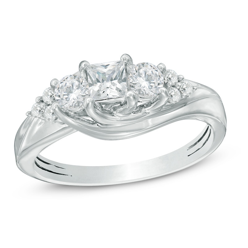 Previously Owned - 0.75 CT. T.W. Princess-Cut Diamond Engagement Ring 14K White Gold
