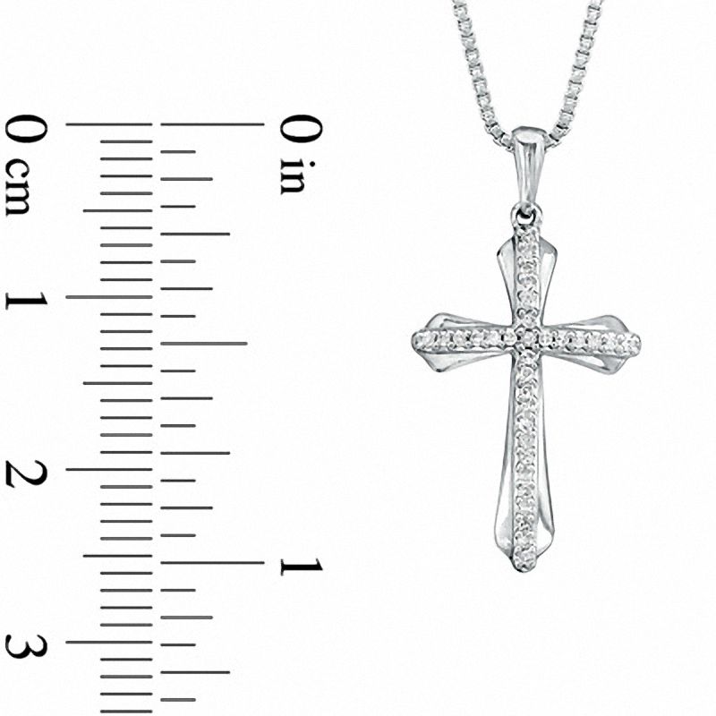 Previously Owned - 0.07 CT. T.W. Diamond Cross Pendant in Sterling Silver