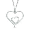 Thumbnail Image 0 of Previously Owned - 0.05 CT. T.W. Diamond Double Heart Pendant in Sterling Silver